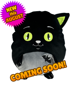 Cute black cat plush toy with green eyes