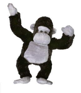 Silverback Gorilla plushie with long powerful arms in black and gray