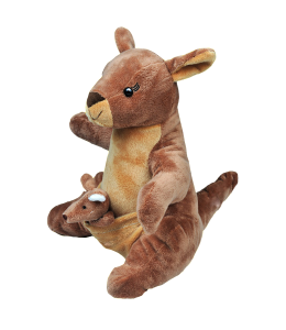 Adorable Kangaroo with a small finger tip kangaroo baby toy in her pouch