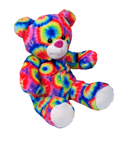 Teddy bear with colorful radial pattern