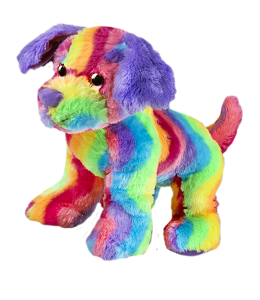 Super cute dog in all the colors of the rainbow