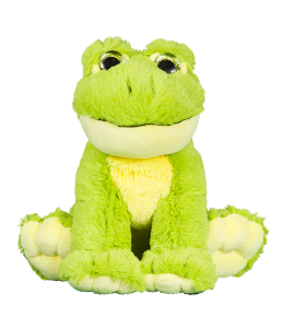 Cute green frog with sparkly green eyes