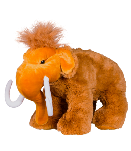 Adorable mammoth in orange fur and a cool mohawk with great white tusks