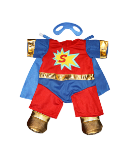 Superbear outfit in red and blue with golden accents and a face mask to cover your identity