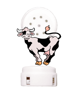 white sound module with a cow graphic