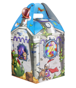 carry home box with castle themed graphics