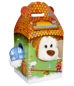 Carry Home box in Critter Cottage style with a cute white dog peeking out