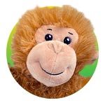 cheeky happy monkey plush toy in a colored circle