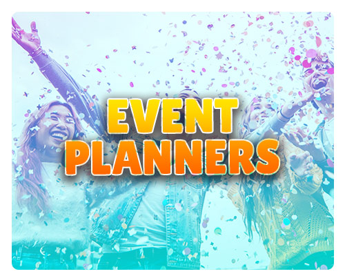 Event Planners text over a background of people having a party