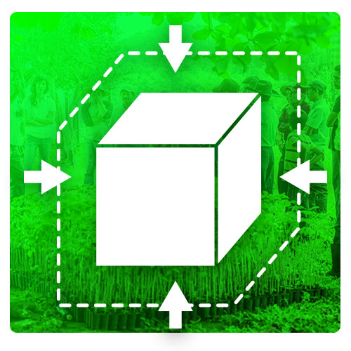 Icon of a box shrinking over green background