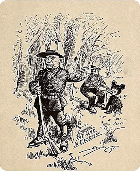 Cartoon depicting Roosevelts famous bear hunt in early 1900's