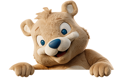 Ted the bear holding the news card