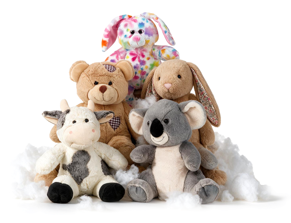 Pile of plush animals ready to be stuffed